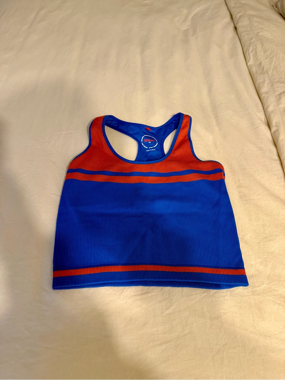 Wilson Blue and Orange Ribbed Racerback Tank Top